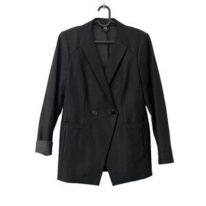 Worth New York Black Collarless Double Breasted Blazer Jacket Womens Size 6
